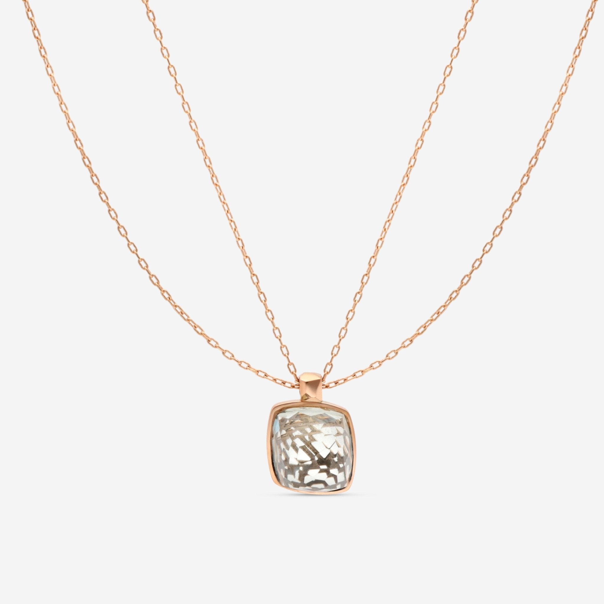 SuperOro Ice 18K Rose Gold Prasiolite Pendant Necklace ICE/C012 - THE SOLIST - SuperOro