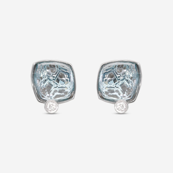 SuperOro Ice 18K White Gold Diamond & Sky Top Blue Topaz Earrings ICE/O049 - THE SOLIST - SuperOro