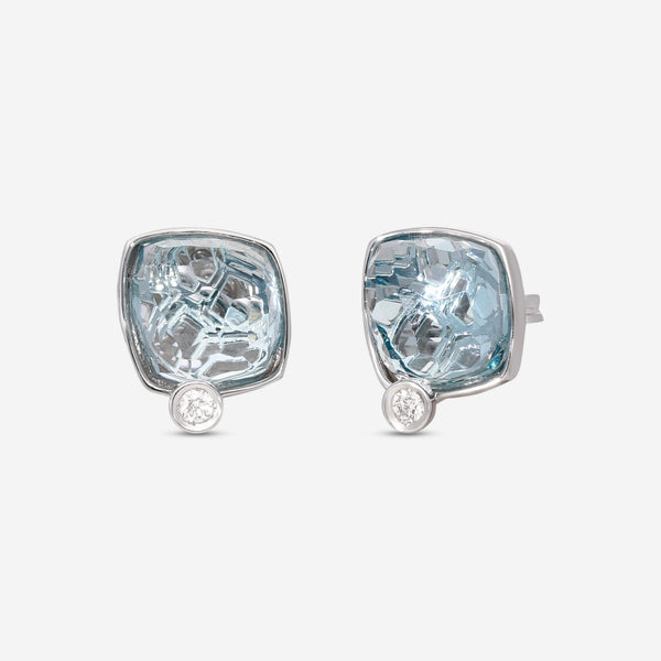 SuperOro Ice 18K White Gold Diamond & Sky Top Blue Topaz Earrings ICE/O049 - THE SOLIST - SuperOro