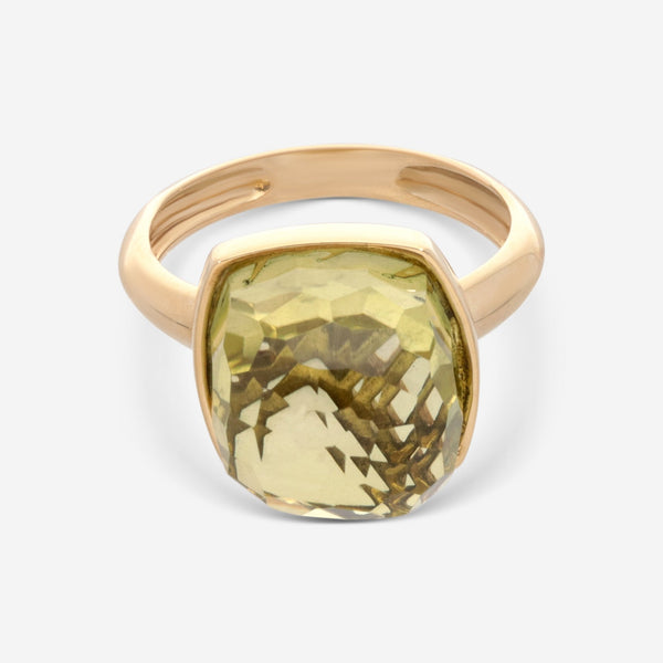 SuperOro Ice 18K Yellow Gold Lemon Quartz Statement Ring ICE/A005 - THE SOLIST - SuperOro