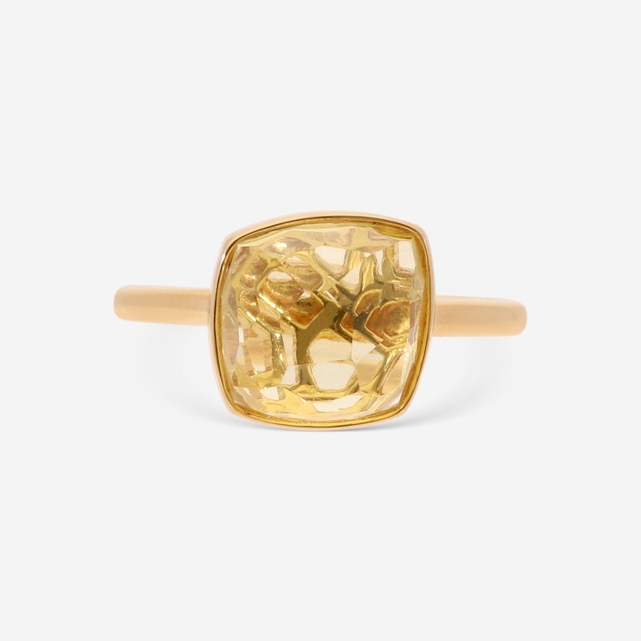 SuperOro Ice 18K Yellow Gold Lemon Quartz Statement Ring ICE/A056 - THE SOLIST - SuperOro