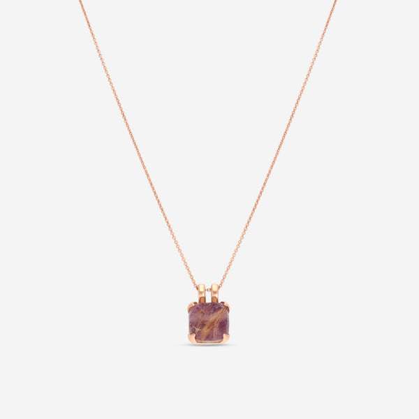 SuperOro Iceberg 18K Rose Gold Charoite - Gold Rutile Pendant Necklace ICEBERG/P002 - THE SOLIST - SuperOro