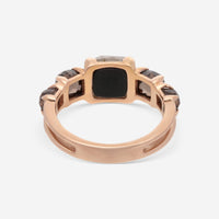 SuperOro Iceberg 18K Rose Gold Onyx - Gold Rutile & Smoky Quartz Band Ring ICEBERG/A001 - THE SOLIST - SuperOro