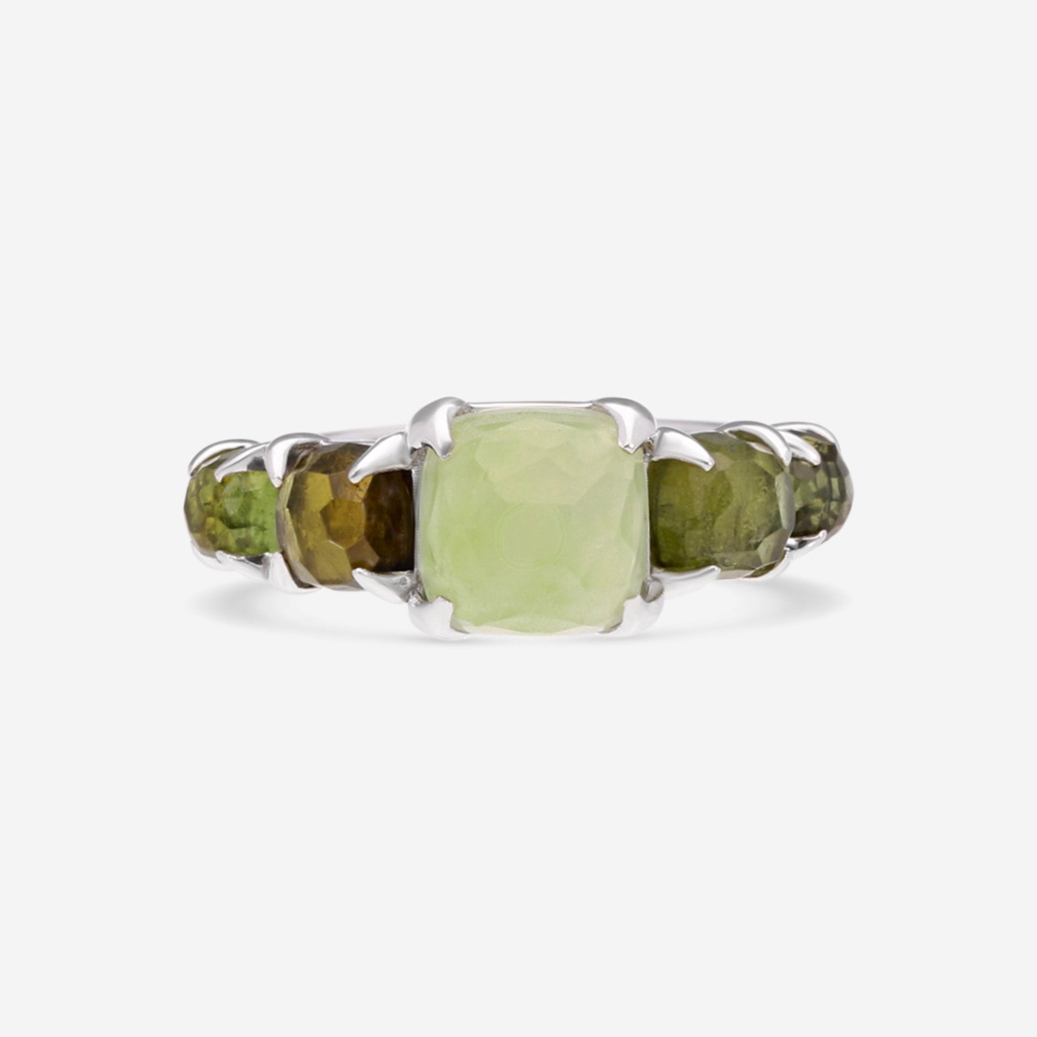 SuperOro Iceberg 18K White Gold Jade, Prasiolite & Green Tourmaline Ring ICEBERG/A001 - THE SOLIST - SuperOro