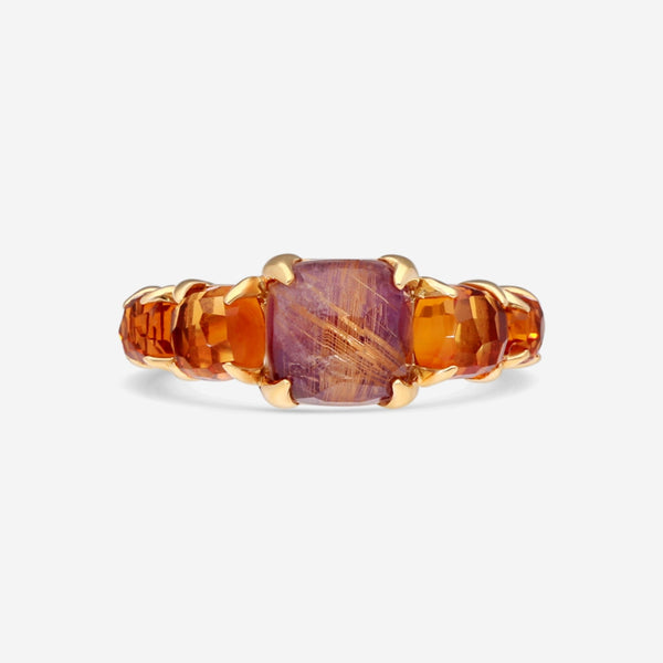 SuperOro Iceberg 18K Yellow Charoite - Gold Rutile & Citrine Ring ICEBERG/A001 - THE SOLIST - SuperOro