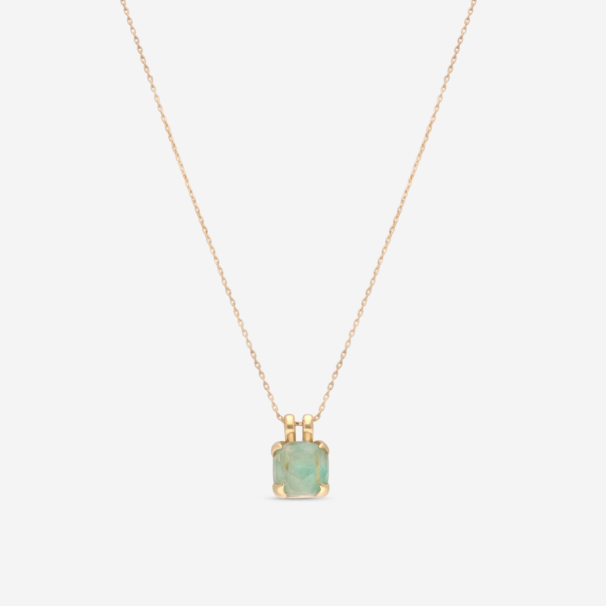 SuperOro Iceberg 18K Yellow Gold Amazonite - Gold Rutile Pendant Necklace ICEBERG/P002 - THE SOLIST - SuperOro