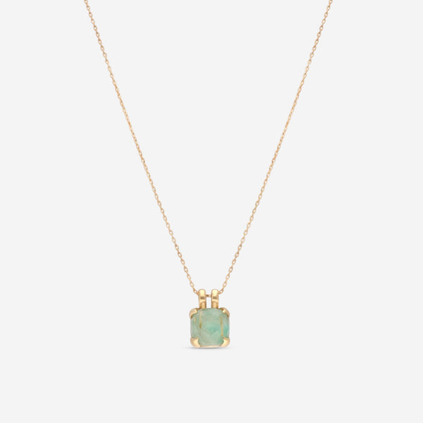 SuperOro Iceberg 18K Yellow Gold Amazonite - Gold Rutile Pendant Necklace ICEBERG/P002 - THE SOLIST - SuperOro