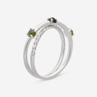 SuperOro Ischia 18K White Gold Diamond & Green Tourmaline Wrap Ring ISCHIA/A007 - THE SOLIST - SuperOro