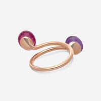 SuperOro Meteo 18K Rose Gold Amethyst & Pink Tourmaline Wrap Ring METEO/A742 - THE SOLIST - SuperOro