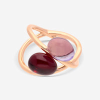 SuperOro Meteo 18K Rose Gold Amethyst & Red Rhodolite Garnet Wrap Ring METEO/A741 - THE SOLIST - SuperOro