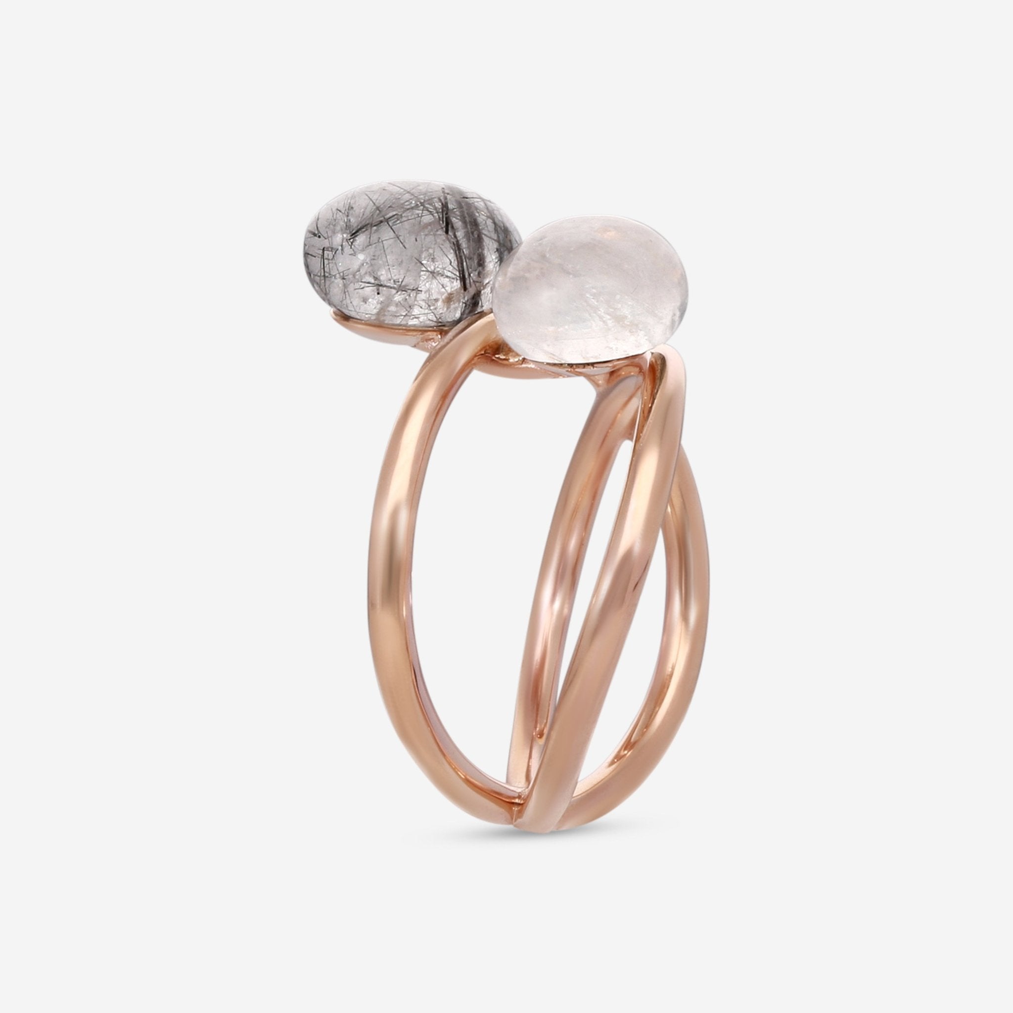 SuperOro Meteo 18K Rose Gold Black Rutile Quartz Ring Sz. 7 METEO/A741clear - THE SOLIST - SuperOro