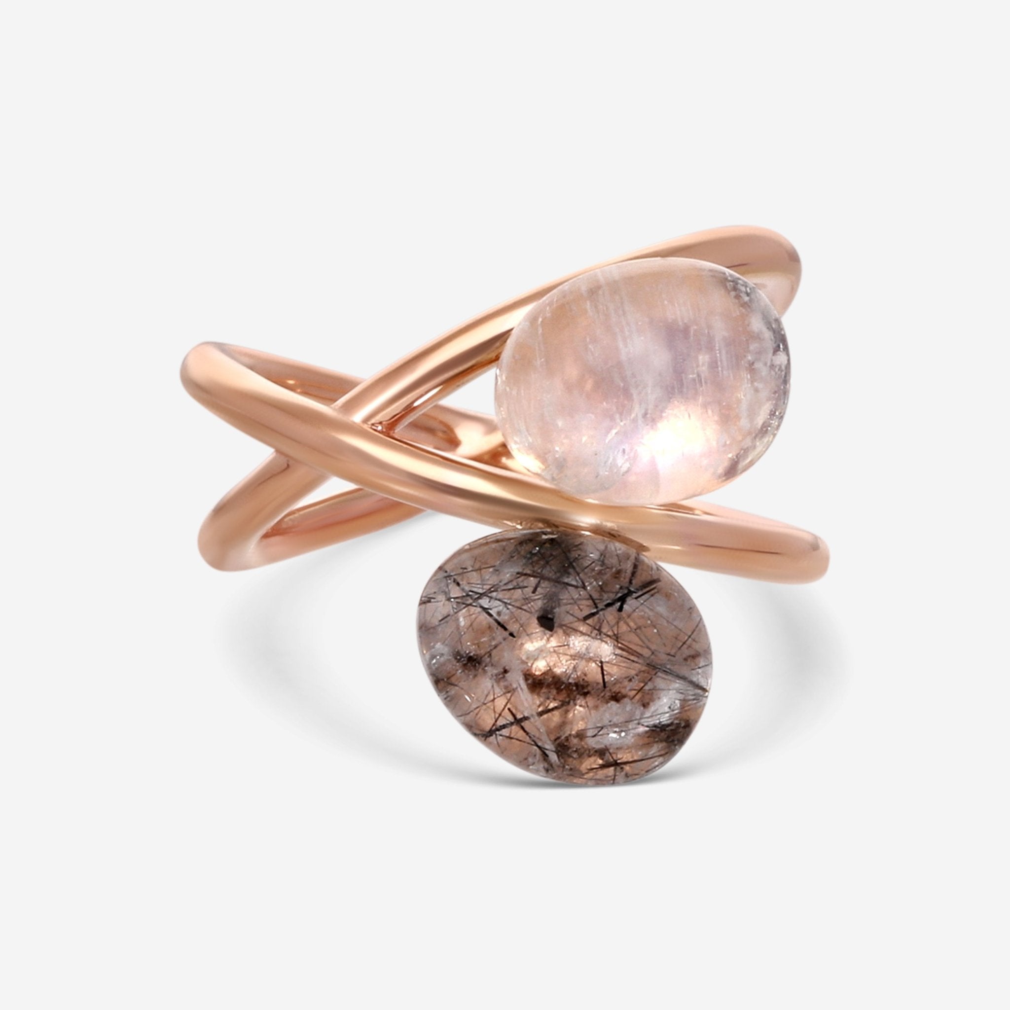 SuperOro Meteo 18K Rose Gold Black Rutile Quartz Ring Sz. 7 METEO/A741clear - THE SOLIST - SuperOro