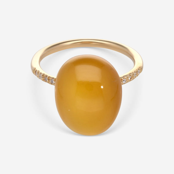 SuperOro Meteo 18K Rose Gold Diamond & Mango Chalcedony Statement Ring METEO/A696 - THE SOLIST - SuperOro