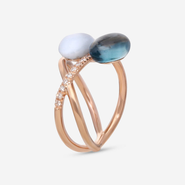 SuperOro Meteo 18K Rose Gold Diamond & Multistone Ring Sz. 7 METEO/A750 - THE SOLIST - SuperOro