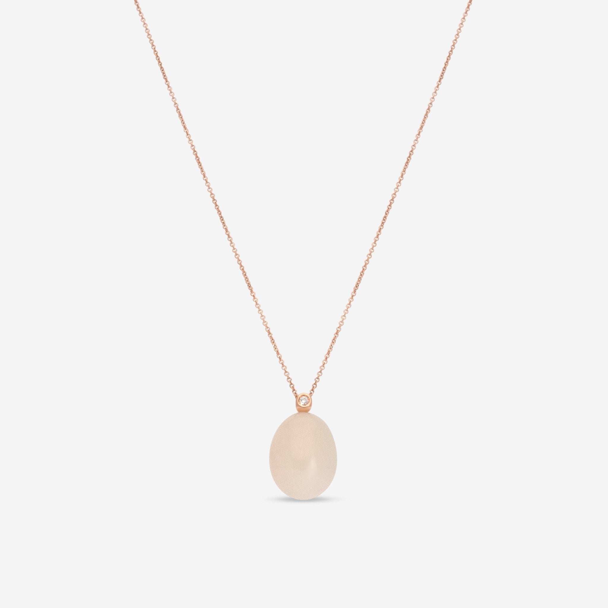 SuperOro Meteo 18K Rose Gold Diamond & White Chalcedony Pendant Necklace METEO/P696 - C - THE SOLIST - SuperOro