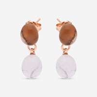 SuperOro Meteo 18K Rose Gold Howlite & Smoky Quartz Drop Earrings METEO/O701 - P - THE SOLIST - SuperOro