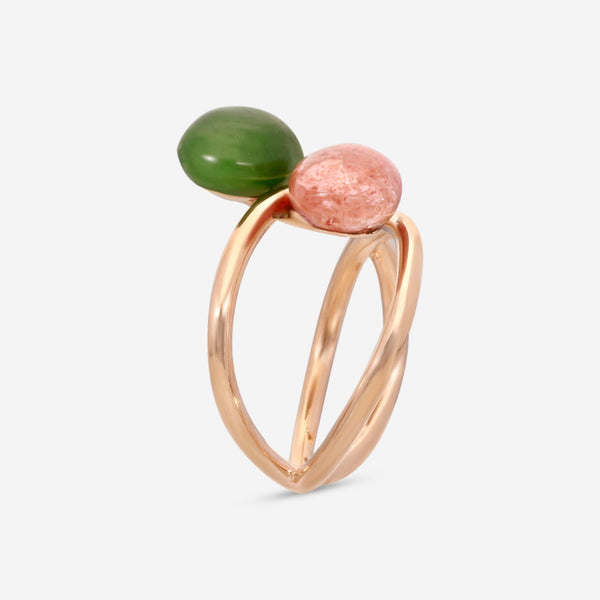 SuperOro Meteo 18K Rose Gold Jade & Sunstone Ring Sz. 7 METEO/A741 - THE SOLIST - SuperOro