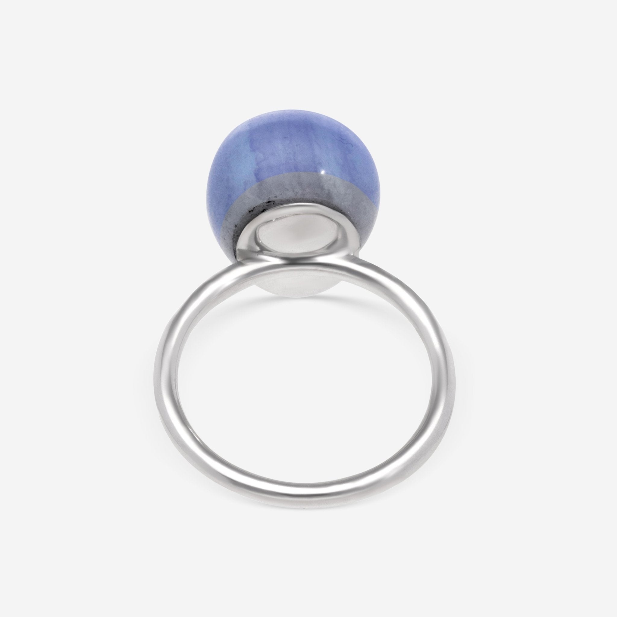 SuperOro Meteo 18K White Gold Blue Lace Chalcedony Statement Ring METEO/A709 - THE SOLIST - SuperOro