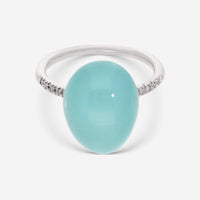 SuperOro Meteo 18K White Gold Diamond & Green Chalcedony Statement Ring METEO/A696 - THE SOLIST - SuperOro