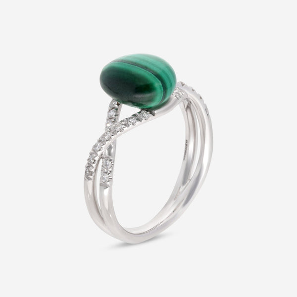 SuperOro Meteo 18K White Gold Diamond & Malachite Statement Ring METEO/A774 - THE SOLIST - SuperOro