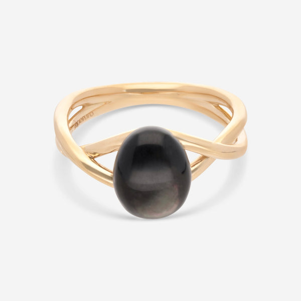 SuperOro Meteo 18K Yellow Gold Black Semiprecious Stone Statement Ring METEO/A768 - THE SOLIST - SuperOro