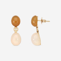 SuperOro Meteo 18K Yellow Gold White & Mango Chalcedony Drop Earrings METEO/O701 - P - THE SOLIST - SuperOro