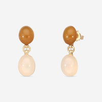 SuperOro Meteo 18K Yellow Gold White & Mango Chalcedony Drop Earrings METEO/O701 - P - THE SOLIST - SuperOro