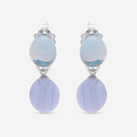 SuperOro Meteo 18K Yellow Gold White & Smoky Chalcedony Drop Earrings METEO/O701 - P - THE SOLIST - SuperOro