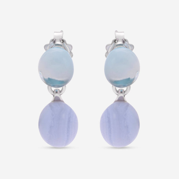 SuperOro Meteo 18K Yellow Gold White & Smoky Chalcedony Drop Earrings METEO/O701 - P - THE SOLIST - SuperOro