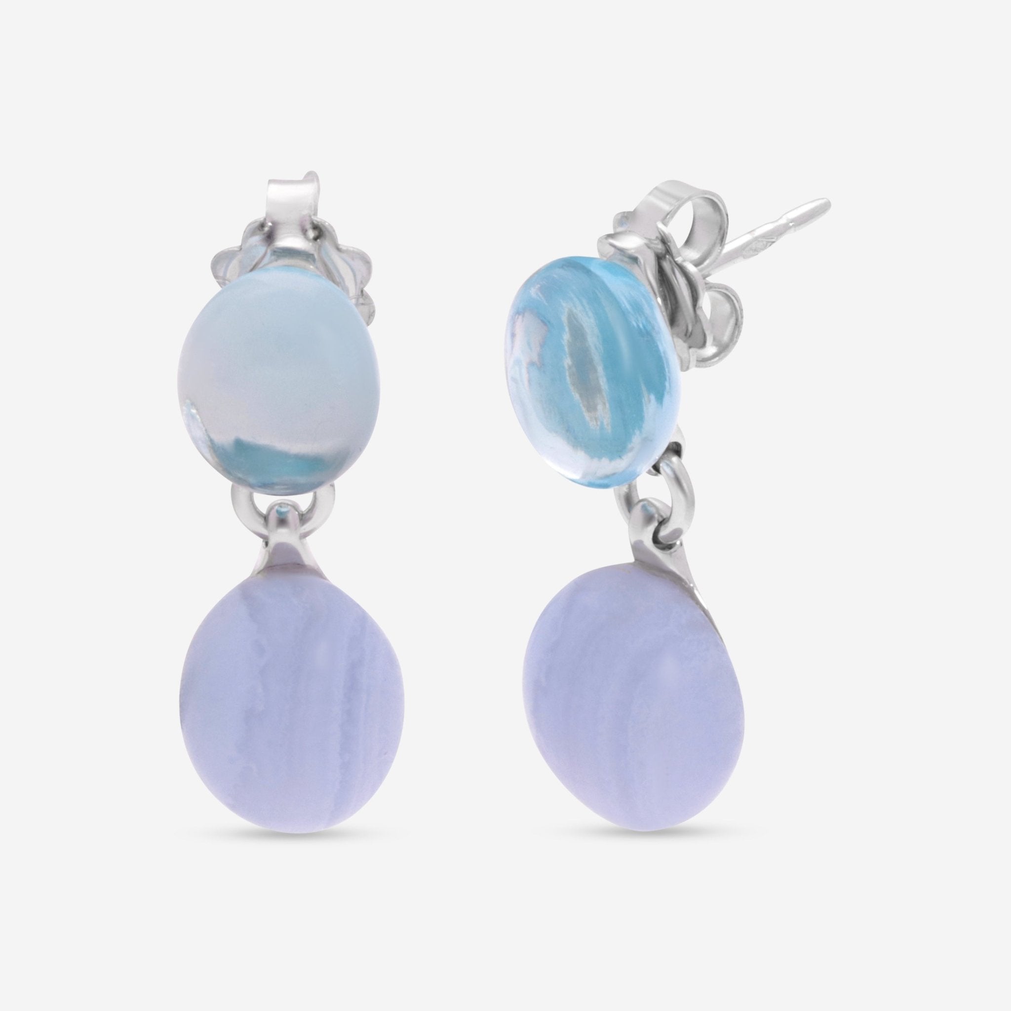 SuperOro Meteo 18K Yellow Gold White & Smoky Chalcedony Drop Earrings METEO/O701 - P - THE SOLIST - SuperOro