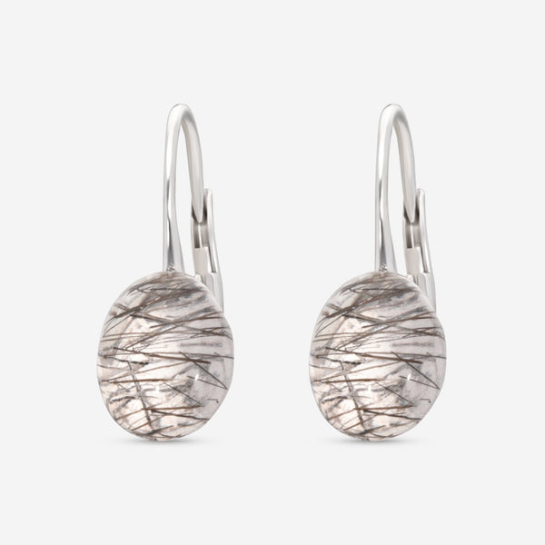 SuperOro Meteore 18K White Gold Black Rutilated Quartz Lever Back Earrings METEORE/O649 - THE SOLIST - SuperOro