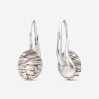 SuperOro Meteore 18K White Gold Black Rutilated Quartz Lever Back Earrings METEORE/O649 - THE SOLIST - SuperOro