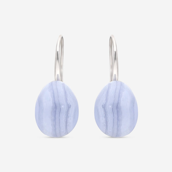 SuperOro Meteore 18K White Gold Blue Lace Chalcedony Drop Earrings METEORE/O609 - THE SOLIST - SuperOro