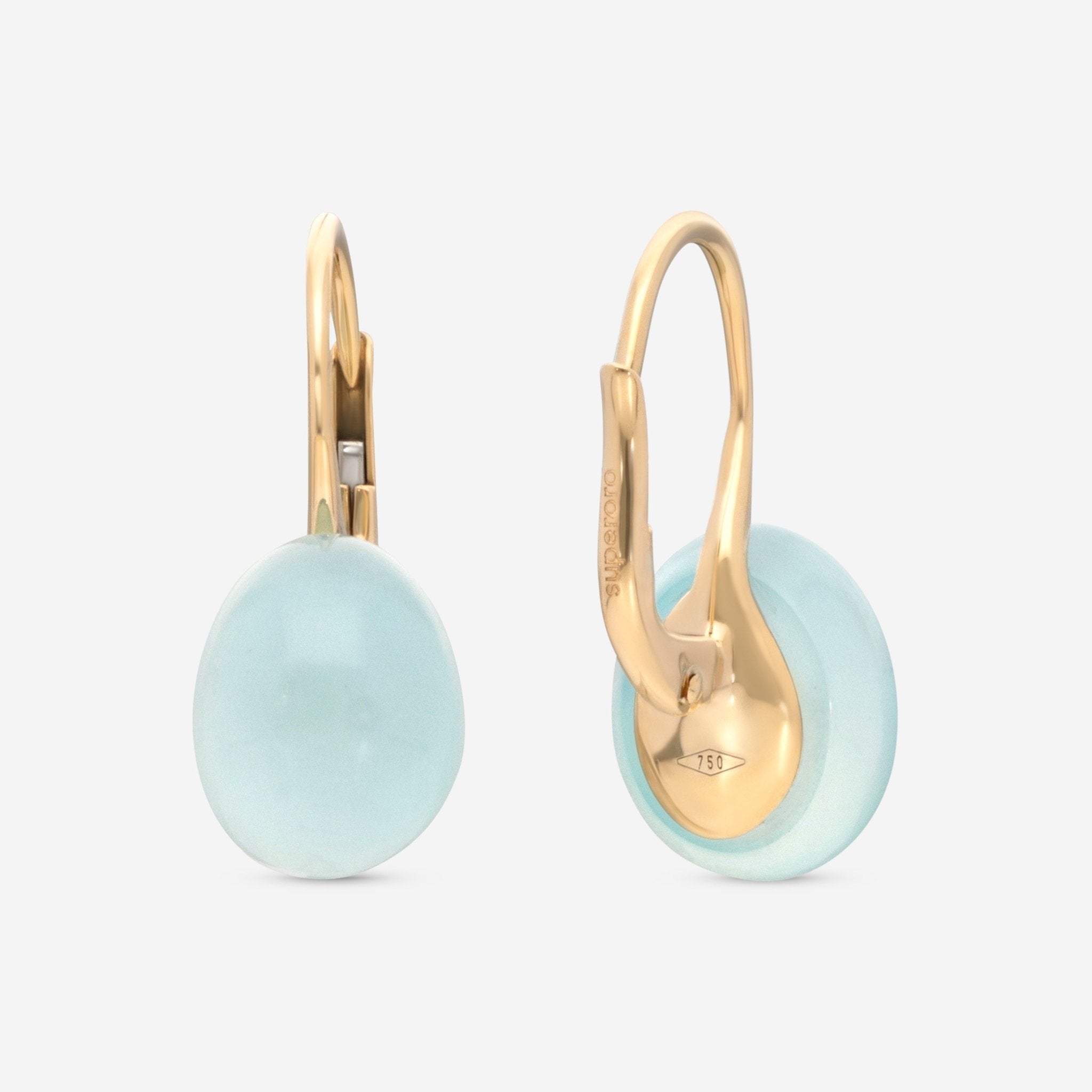 SuperOro Meteore 18K Yellow Gold Blue Topaz & Chalcedony Drop Earrings METEORE/O667 - THE SOLIST - SuperOro