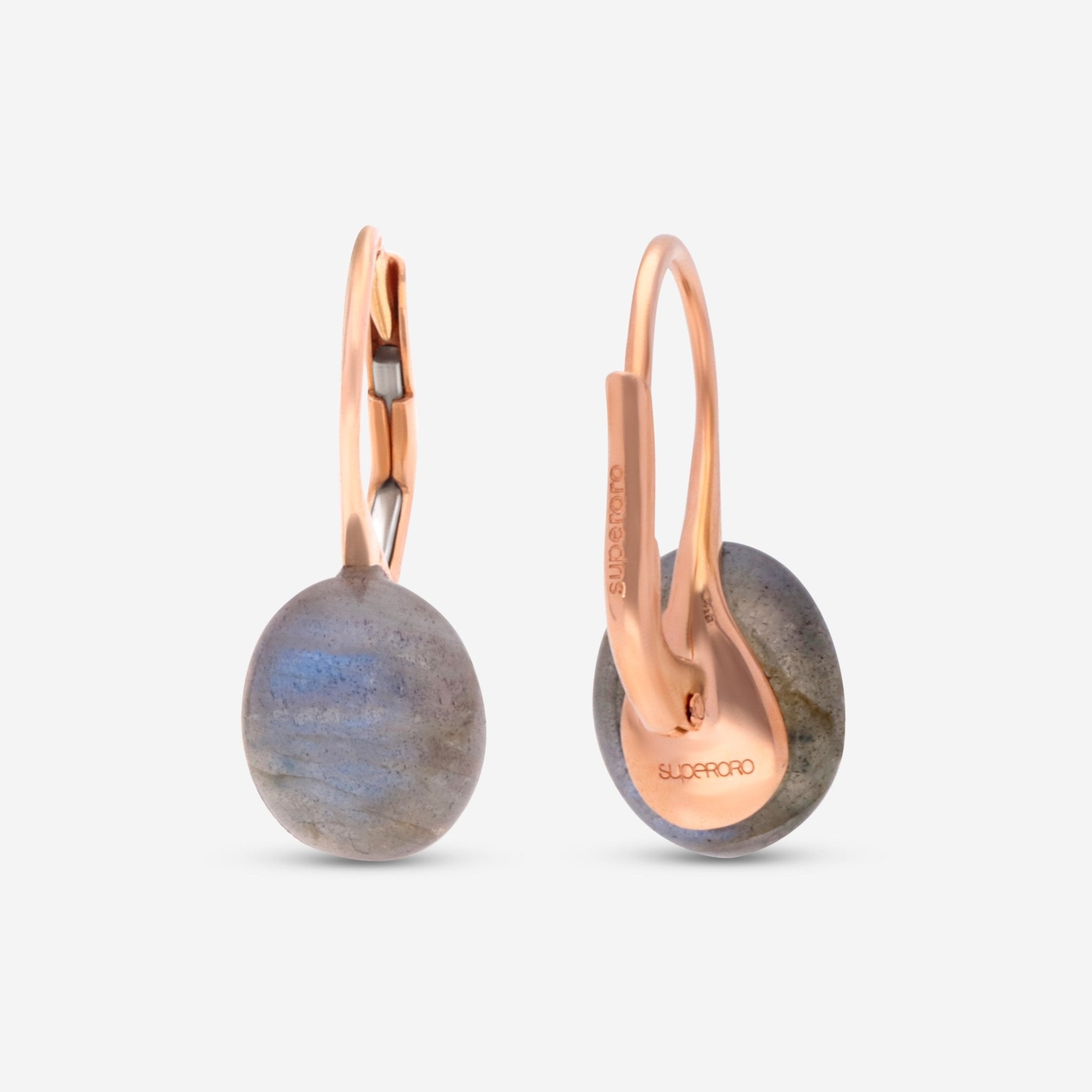 SuperOro Meteore 18K Yellow Gold Labradorite Lever Back Earrings METEORE/O649 - THE SOLIST - SuperOro