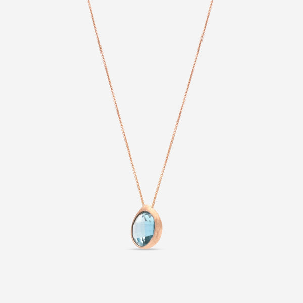 SuperOro Mike 18K Rose Gold Sky Top Blue Topaz Pendant Necklace MIKE/P002 - CST - THE SOLIST - SuperOro