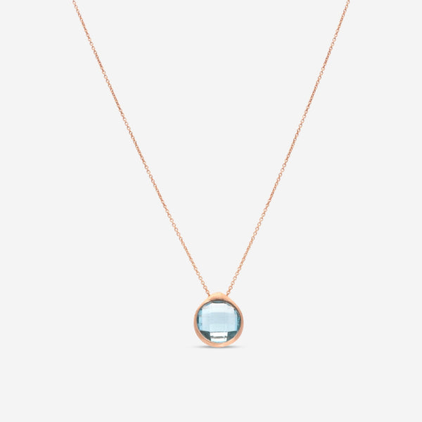 SuperOro Mike 18K Rose Gold Sky Top Blue Topaz Pendant Necklace MIKE/P002 - CST - THE SOLIST - SuperOro