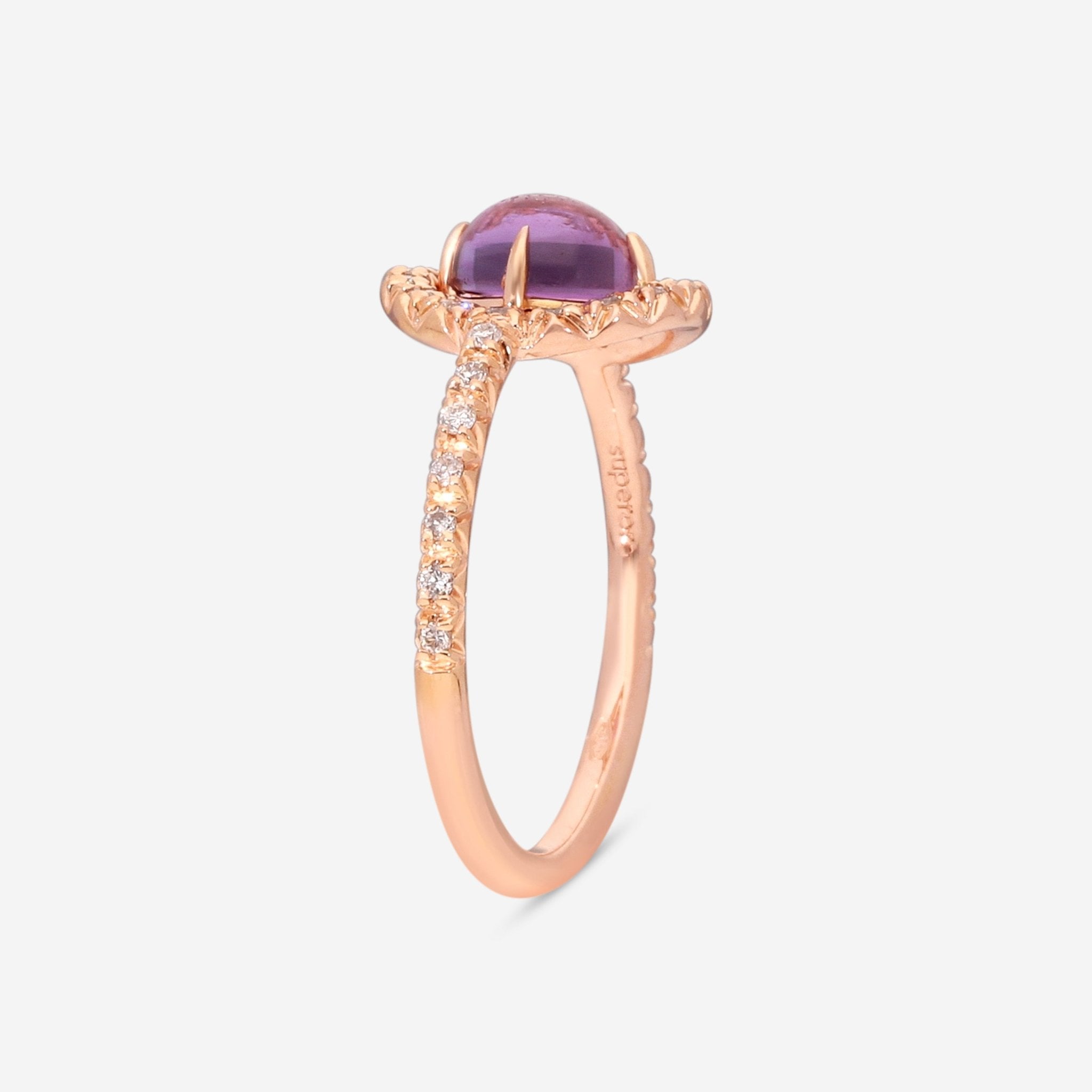 SuperOro Re 18K Rose Gold Amethyst & Diamond Statement Ring RE/A001 - THE SOLIST - SuperOro