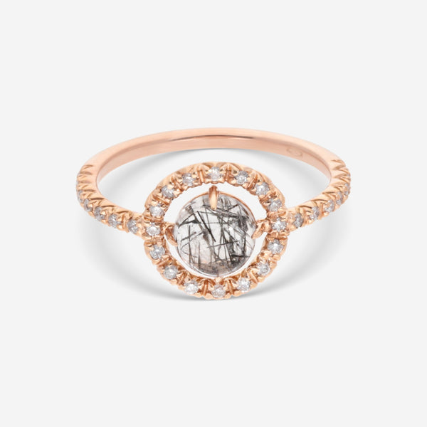 SuperOro Re 18K Rose Gold Diamond & Black Tourmaline Statement Ring RE/A001 - THE SOLIST - SuperOro