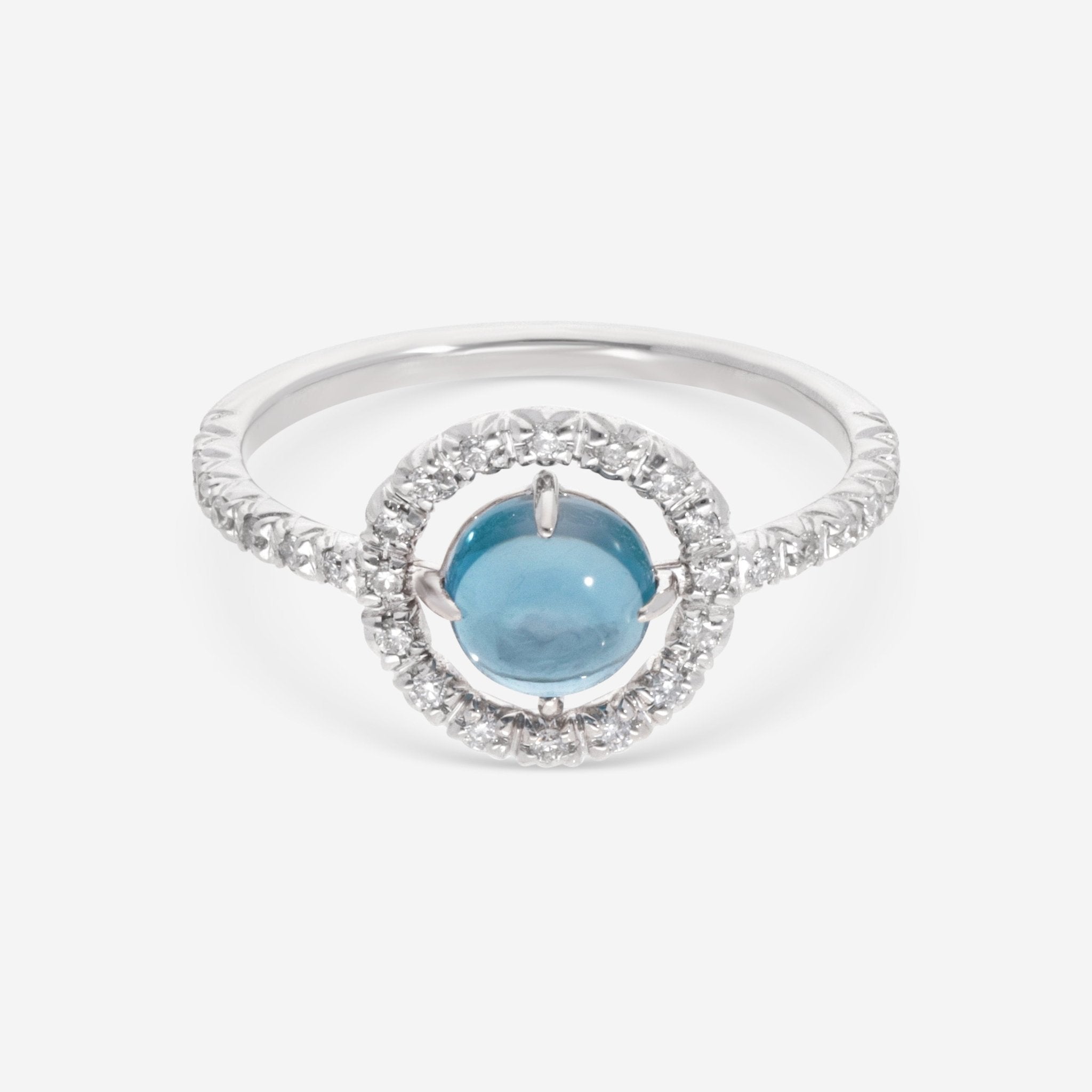 SuperOro Re 18K White Gold Diamond & London Blue Topaz Statement Ring RE/A001 - THE SOLIST - SuperOro