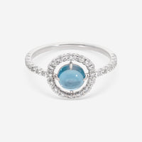 SuperOro Re 18K White Gold Diamond & London Blue Topaz Statement Ring RE/A001 - THE SOLIST - SuperOro