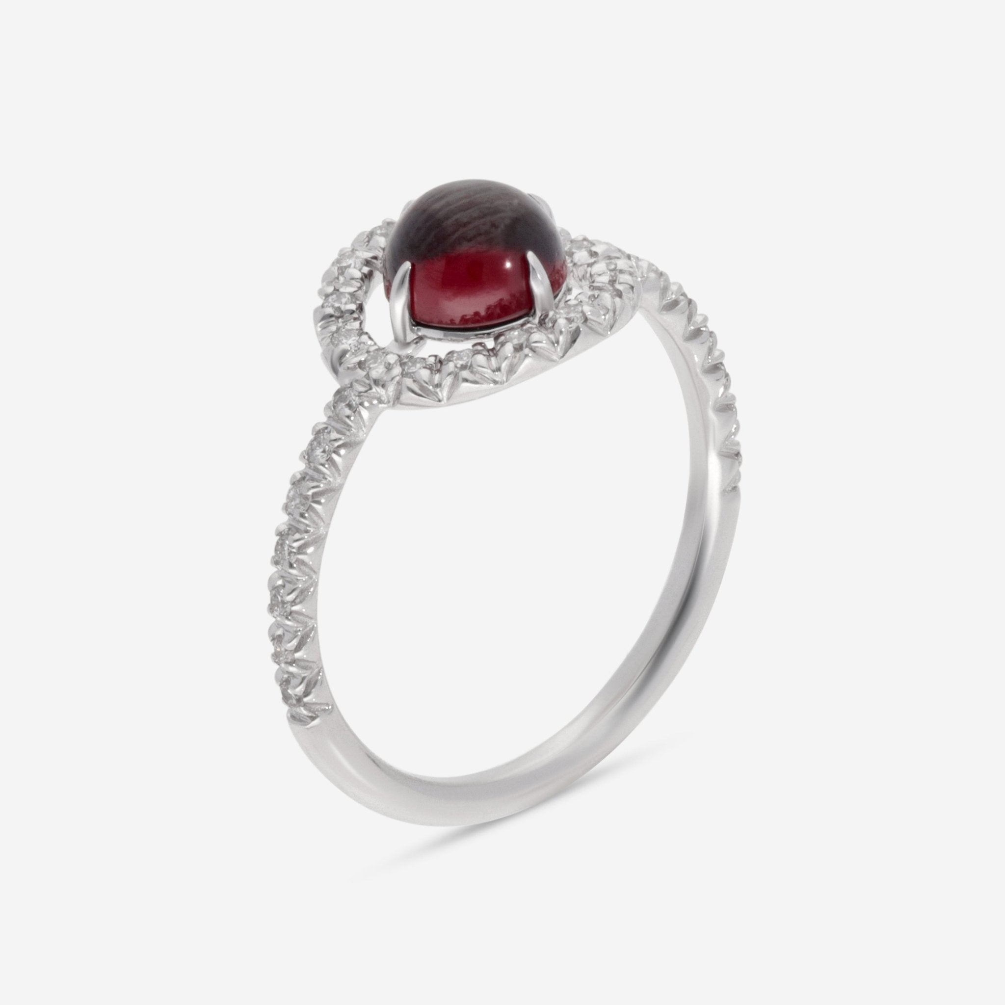 SuperOro Re 18K White Gold Diamond & Red Rhodolite Statement Ring RE/A001 - THE SOLIST - SuperOro