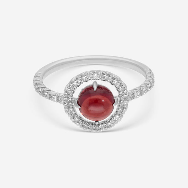 SuperOro Re 18K White Gold Diamond & Red Rhodolite Statement Ring RE/A001 - THE SOLIST - SuperOro