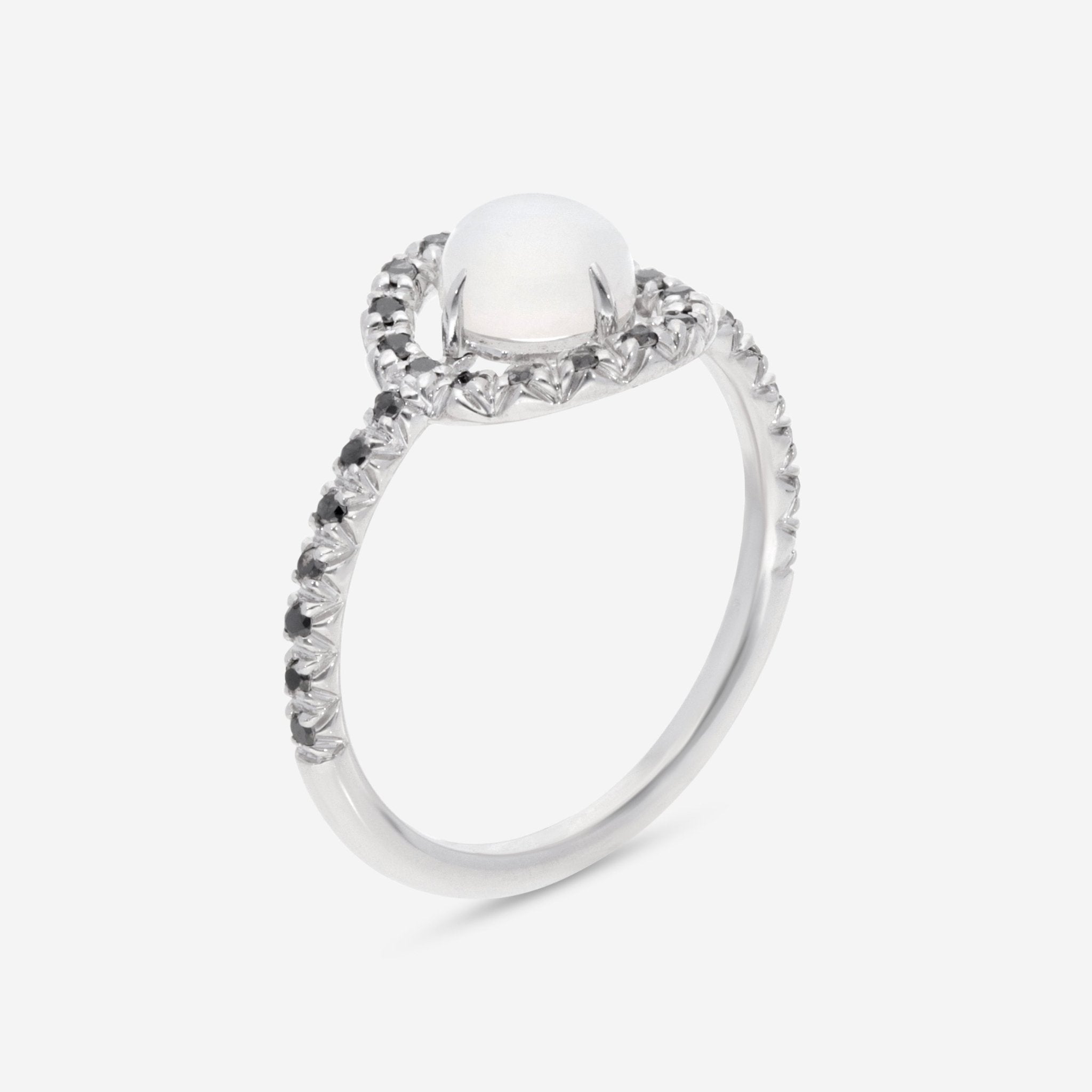 SuperOro Re 18K White Gold White Moonstone Statement Ring RE/A003 - THE SOLIST - SuperOro