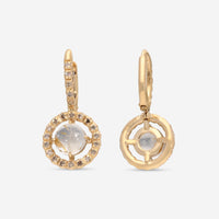 SuperOro Re 18K Yellow Gold Diamond & Gold Rutilated Quartz Drop Earrings RE/O002 - THE SOLIST - SuperOro