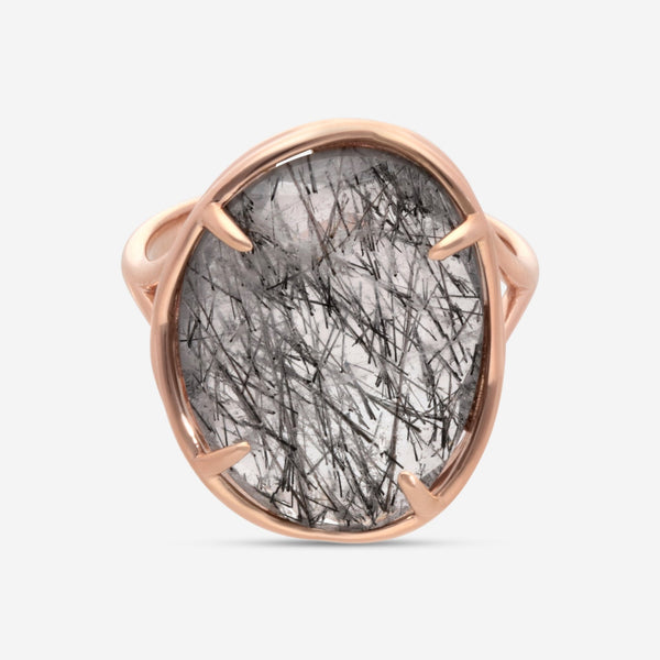 SuperOro Samba 18K Rose Gold Black Tourmaline & Quartz Statement Ring SAMBA/A014 - THE SOLIST - SuperOro