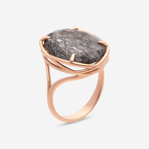 SuperOro Samba 18K Rose Gold Black Tourmaline & Quartz Statement Ring SAMBA/A014 - THE SOLIST - SuperOro