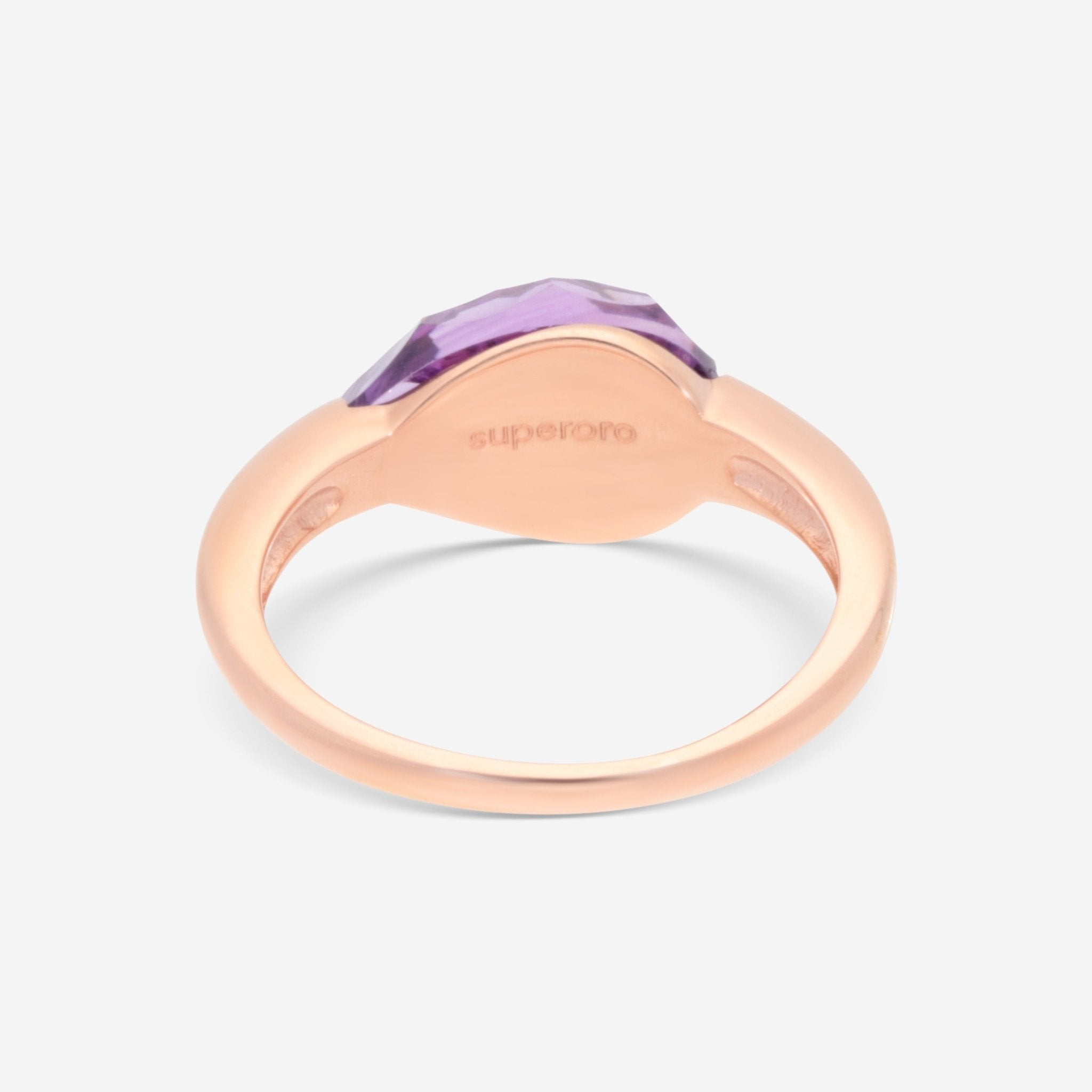 SuperOro Soft 18K Rose Gold Amethyst Statement Ring SOFT/A104 - THE SOLIST - SuperOro