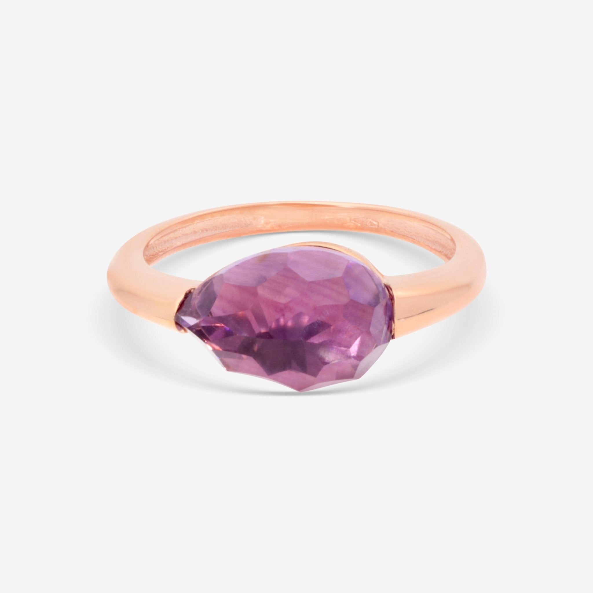 SuperOro Soft 18K Rose Gold Amethyst Statement Ring SOFT/A104 - THE SOLIST - SuperOro