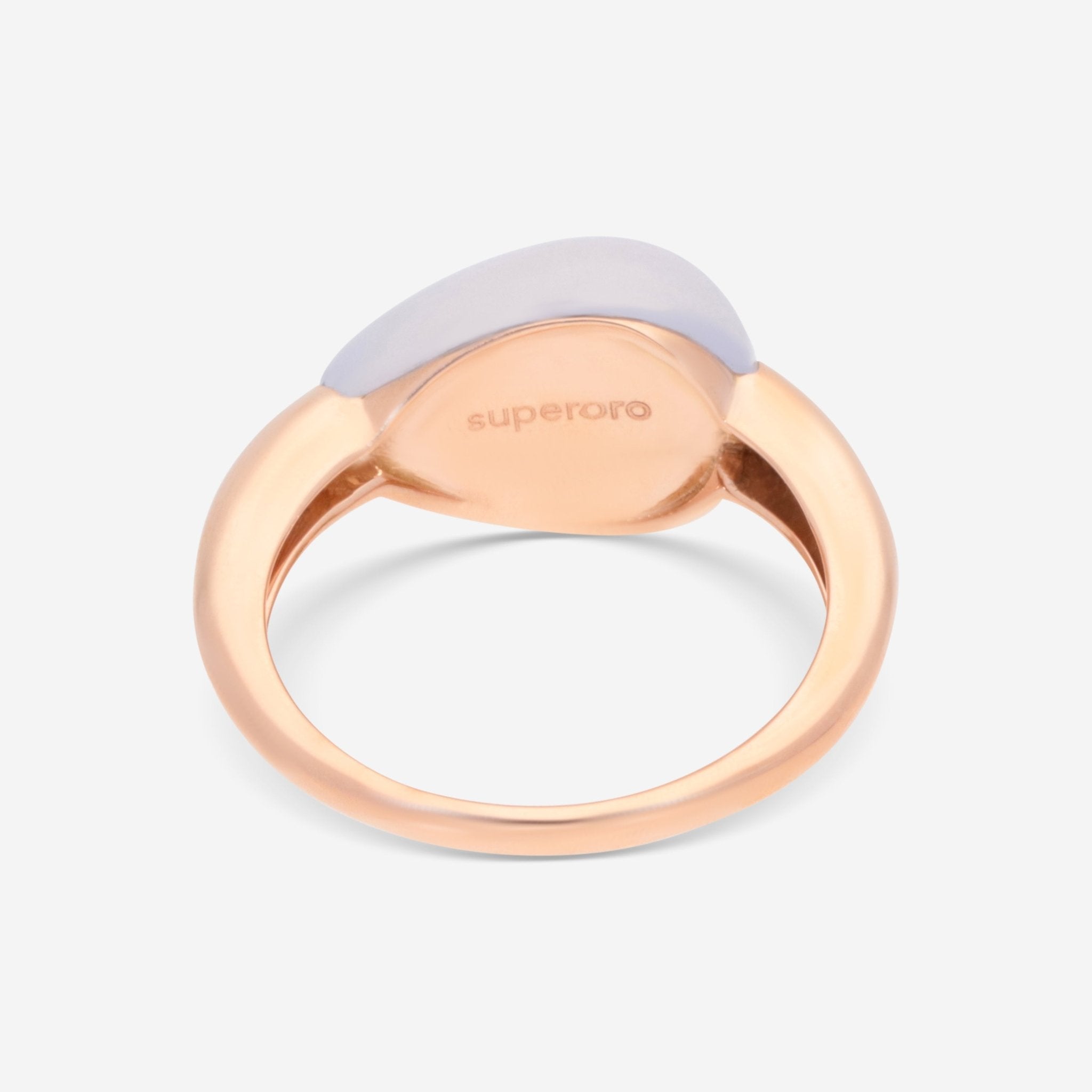 SuperOro Soft 18K Rose Gold Blue Chalcedony Statement Ring SOFT/A002 - THE SOLIST - SuperOro